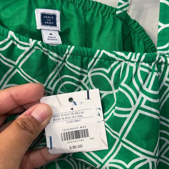 NWT Janie and Jack Green Geo One Shoulder Top 4 toddler girl - Picture 3 of 4